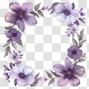 Purple Flower Frames - Purple Floral Decorative Frame Design Transparent PNG