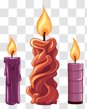 Candles - Twisted Artistic Wax Candles With Flames Transparent PNG