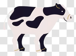 Cartoon - Cartoon Cow Illustration With Black And White Spots Transparent PNG