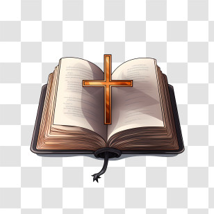 Bible With Cross - Holy Bible With Golden Cross Transparent PNG