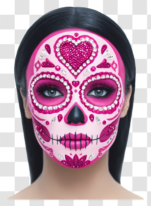 Sugar Skull Face Paint - Decorative Sugar Skull Face Paint Transparent PNG