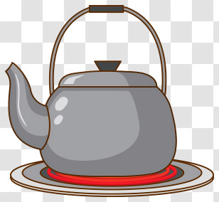 Teapot - Gray Kettle On A Hot Plate Transparent PNG