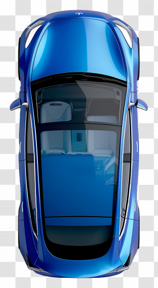 Blue Electric Car - Top View Of Blue Car Transparent PNG