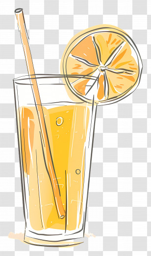 Orange Juice - Refreshing Orange Juice With Slice Transparent PNG