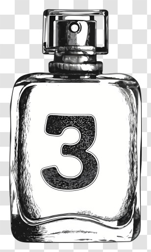 Glass Bottle - Perfume Bottle With Number 3 Transparent PNG