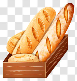 Baguettes - Assorted Bread Loaves In Wooden Box Transparent PNG