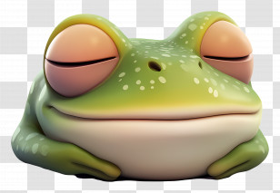 Frog Emoji - Green Cartoon Frog With Relaxed Pose Transparent PNG