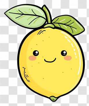 Doodle Lemon - Smiling Lemon With Cute Features Transparent PNG