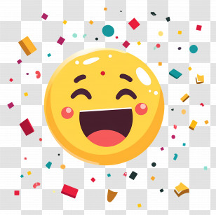 Birthday Emoji - Joyful Smiley Face With Confetti Transparent PNG