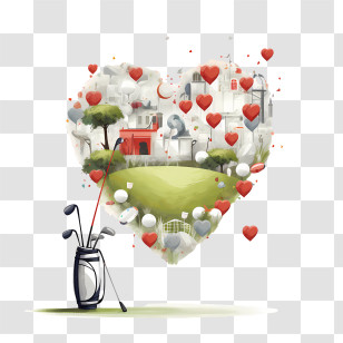 National Golf Lovers Day
 - Heart With Golf Elements Transparent PNG