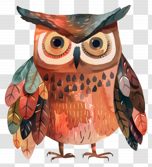 Cartoon Owl - Watercolor Owl Illustration With Feathery Detail Transparent PNG