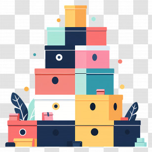 Stack Of Boxes - Stacked Colorful Boxes In Geometric Art Style Transparent PNG