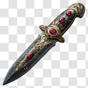 Knife - Ornate Decorative Dagger With Gemstones Transparent PNG