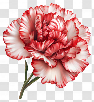 Flower Vintage - Red And White Carnation Flower Illustration Transparent PNG