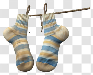 Hanging Socks - Striped Socks Hanging On Rope Transparent PNG