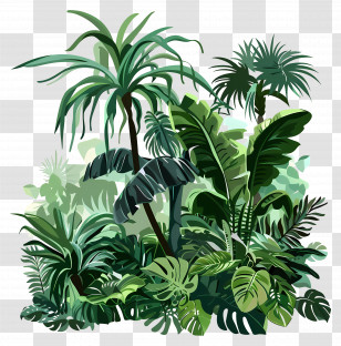 Jungle Rainforest - Tropical Green Plants Illustration Transparent PNG