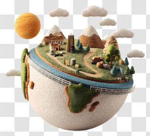 Global Warming - Miniature World Globe With Landscape Transparent PNG
