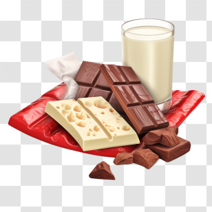 Milk Chocolate - Chocolate Bars And Glass Of Milk Transparent PNG