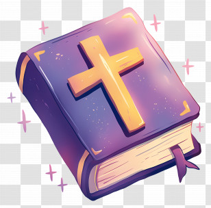 Bible - Bible With Golden Cross On Cover Transparent PNG