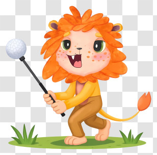 Cartoon Lion - Lion Costume With Golf Club Transparent PNG