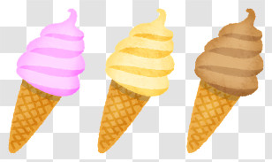 Icon - Three Ice Cream Cones In Different Flavors Transparent PNG