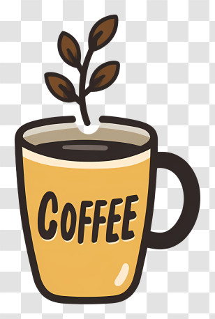Coffee Logo - Coffee Cup With Leaves Design Transparent PNG