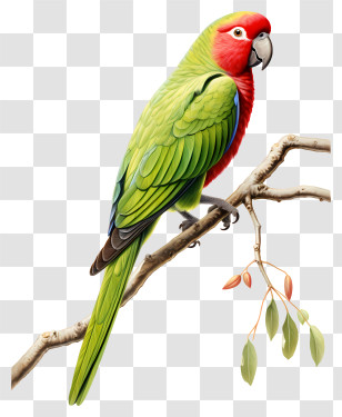 Bird - Colorful Parrot Perched On Branch Transparent PNG