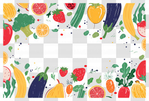Food Background - Colorful Fruit And Vegetable Pattern Frame Transparent PNG