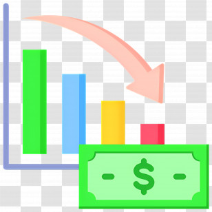 Investment Down - Declining Bar Chart With Money Symbol Transparent PNG