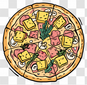 Hawaiian Pizza - Pizza With Various Toppings Transparent PNG