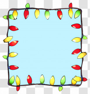 Christmas Lights Frame - Colorful String Lights Frame Transparent PNG
