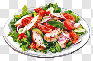 Chicken Salad - Plate Of Fresh Vegetable Salad Transparent PNG