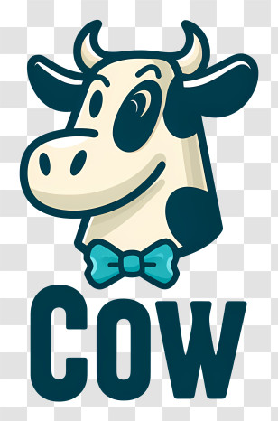 Cow Logo - Cute Cow Head Logo With Bow Tie Transparent PNG