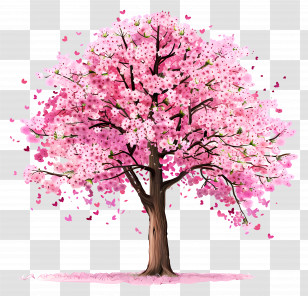 Cherry Blossom Tree - Pink Cherry Blossom Tree Illustration Transparent PNG