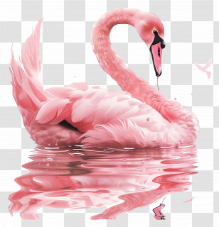 Pink Swan - Elegant Pink Swan On Water Transparent PNG