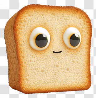 White Bread - Cute Bread Slice With Big Eyes Transparent PNG