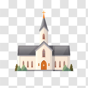 Church - Beautiful Church Illustration With Steeple Transparent PNG