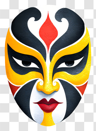 Traditional Theatrical Mask - Colorful Peking Opera Mask Transparent PNG