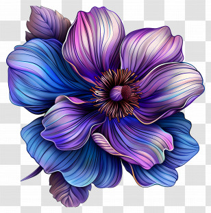 Flower - Vivid Blue And Purple Flower Illustration Transparent PNG