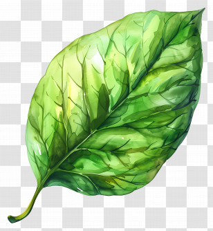 Watercolour Green Leaf - Green Botanical Leaf Illustration Transparent PNG