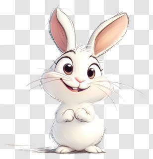 Quirky Bunny - Cartoon Rabbit With Big Ears Transparent PNG
