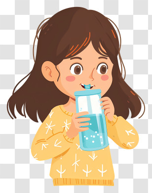 Drinking Water - Girl Drinking From A Cup Transparent PNG
