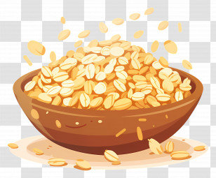 Oatmeal - Wooden Bowl Filled With Oats Transparent PNG