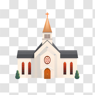 Church - Church Building Illustration With White Chapel Design Transparent PNG