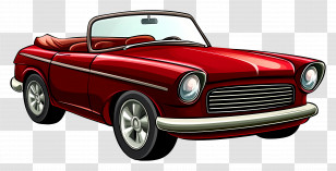 Animated Car - Red Vintage Convertible Car Transparent PNG