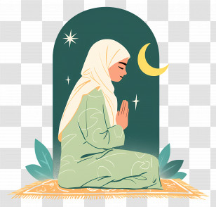 Muslim Woman Praying - Woman Praying Under The Moon Transparent PNG