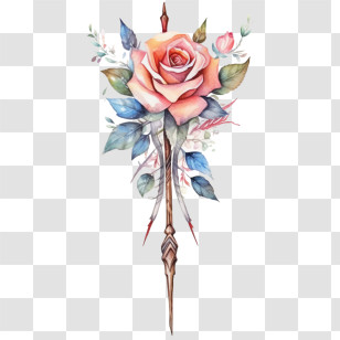 Boho Arrow
 - Artistic Rose And Decorative Spear Illustration Transparent PNG