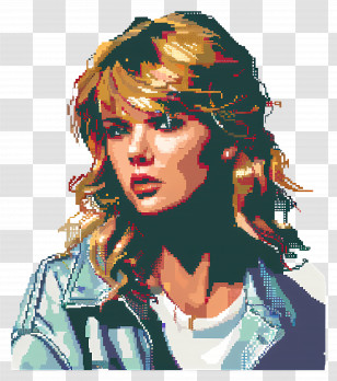 Pixel Taylor Swift - Pixel Art Portrait Of A Woman Transparent PNG