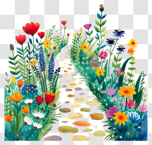 Spring Garden Path - Colorful Garden Pathway Transparent PNG