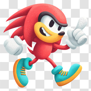 Knuckles The Echidna - Energetic Red Character Running Transparent PNG